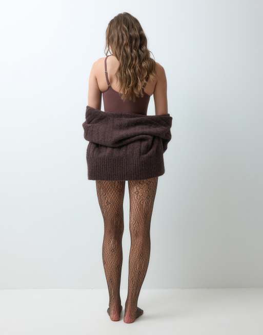 Vero Moda medias de encaje en marrón chocolate, 3 de 3