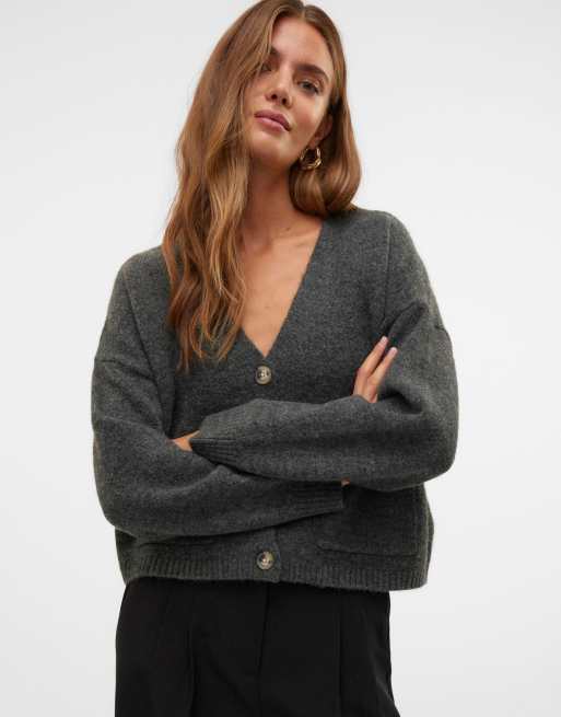 Vero Moda - Meleret mørkegrå cardigan, 4 af 6
