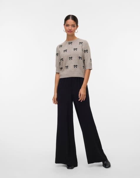 Vero Moda - Meleret mørkegrå strikket pullover - view 1