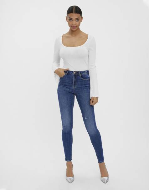 Vero Moda – Mellanblå jeans med smal passform - view 1