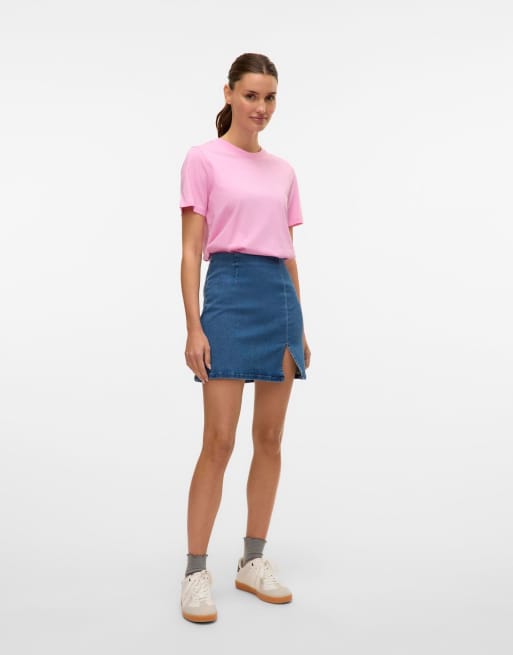 Vero Moda – Mellanblå jeanskjol, 3 av 5