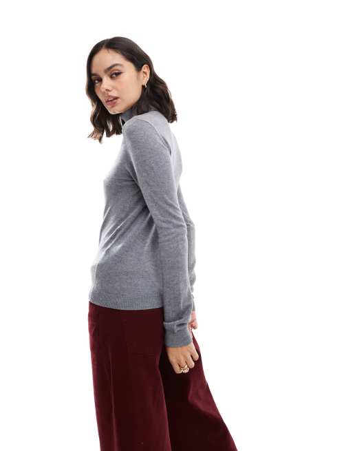 Vero Moda – Mellangråmelerad, stickad tröja i oversize med hög krage, 3 av 4