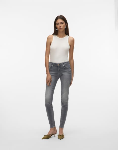 Vero Moda - Mellemgrå jeans i denim i slim fit - view 1