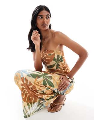 Vero Moda Mesh Bandeau Maxi Dress In Multi