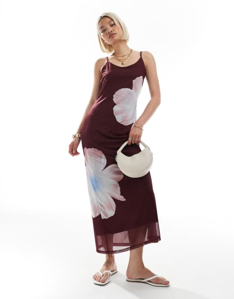 Vero Moda mesh cami strap maxi dress in oversized floral print - view 1