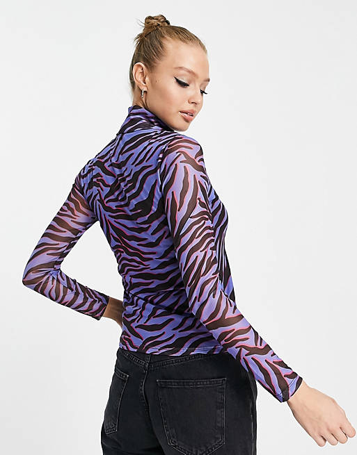 Fantastisch handleiding instinct Vero Moda mesh high neck top in purple zebra | ASOS