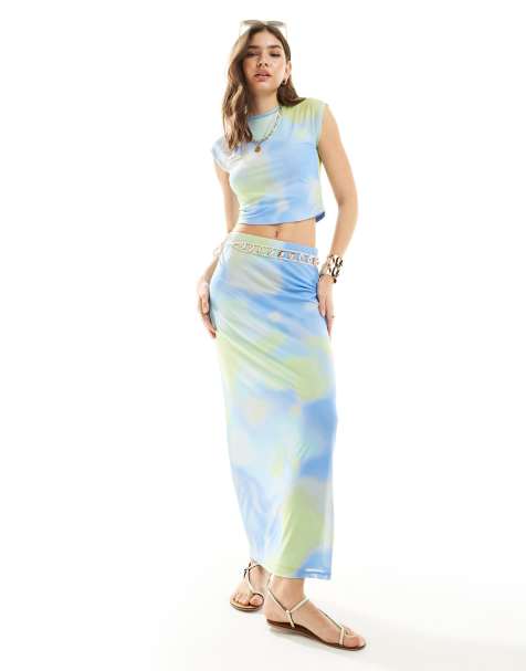 Vero Moda mesh midi skirt co-ord in pastel ombre print - view 1