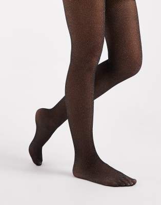 Vero Moda Micro Fishnet Tights With Silver Glitter In Multi