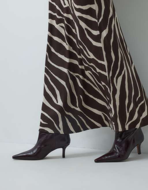 Vero Moda mid rise satin maxi skirt in chocolate zebra print, 2 of 5