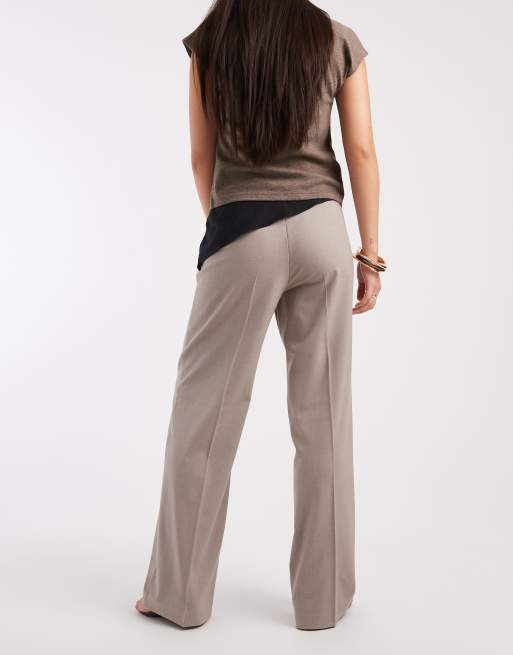 Vero Moda mid waist straight leg crease front pants in moonrock, 2 of 5