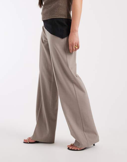 Vero Moda mid waist straight leg crease front pants in moonrock, 3 of 5