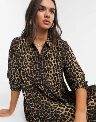 vero moda leopard print midi dress