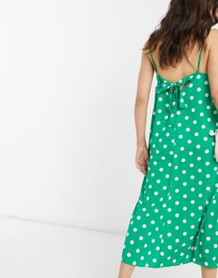 green and white midi dress