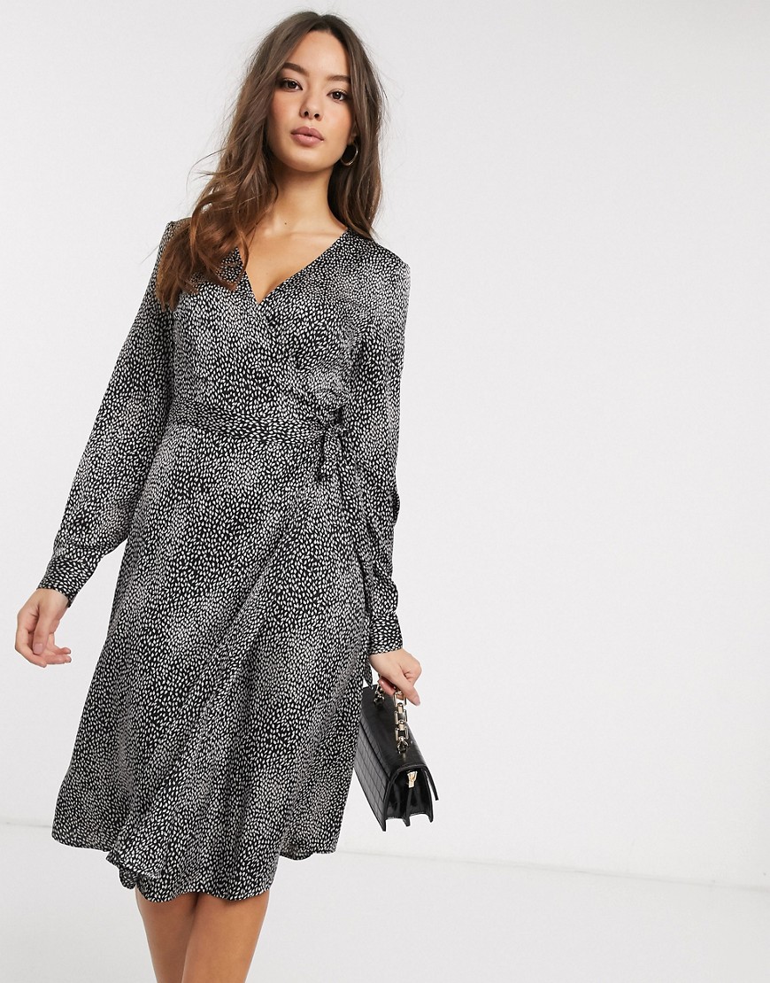 Vero Moda - Midi-jurk met overslag en vlekkenprint-Multi
