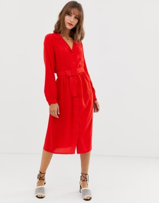 Vero Moda midi shirt dress with fabric covered belt ASOS Vero Moda midi shirt dress with fabric covered belt ASOS