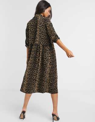 vero moda leopard print midi dress