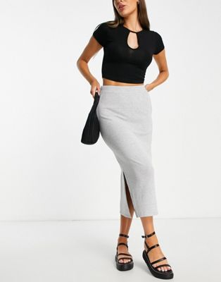 Vero Moda midi skirt in grey - ASOS Price Checker