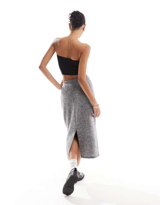 Vero Moda – Midi-Strickrock in meliertem Grau, Kombiteil, 2 von 5