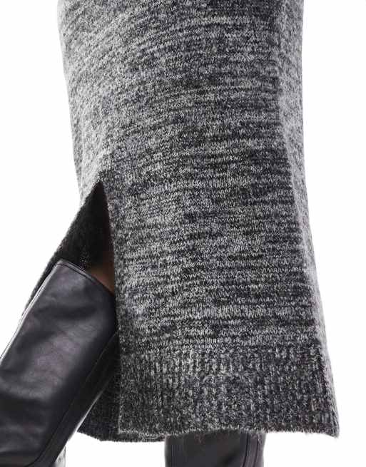 Vero Moda – Midi-Strickrock in meliertem Schwarz-Weiß, Kombiteil, 5 von 5