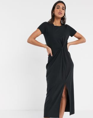 midi black t shirt dress