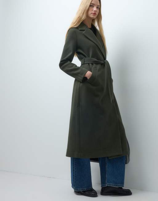 Vero Moda Midimantel mit Gürtel in Dunkelgrün, 3 von 4