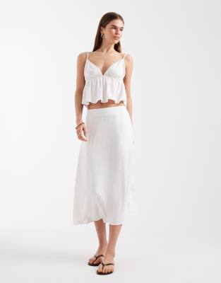 Vero Moda - Midirock in Weiß mit Leinen-Haptik, Kombiteil