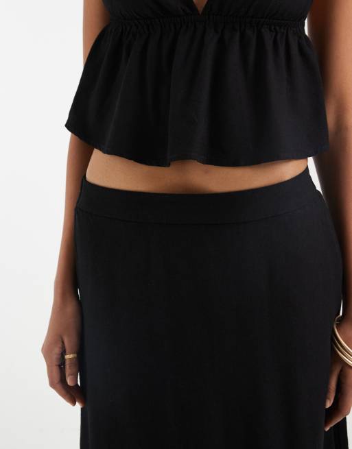 Vero Moda - Midirok van linnenmix in zwart, deel van co-ord set, 4 van 5