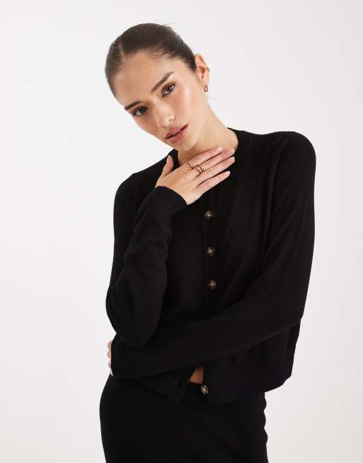Vero Moda – Miękki czarny dzianinowy kardigan zapinany na guziki, część zestawu