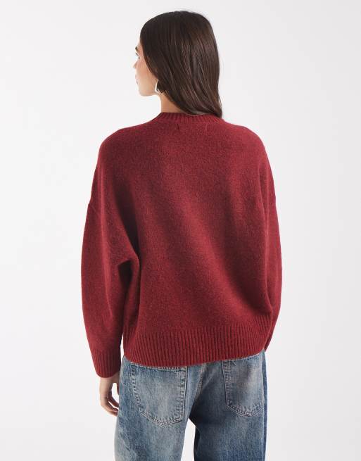 Vero Moda miękki sweter z okrągłym dekoltem w czerwonym kolorze, 3 z 4
