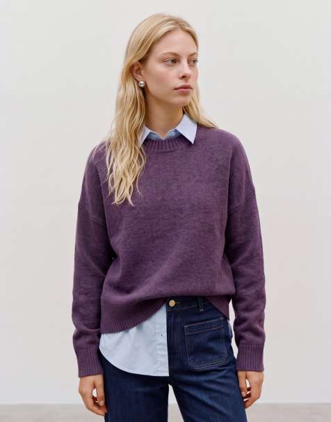 Vero Moda miękki sweter z okrągłym dekoltem w kolorze fioletowym - view 1