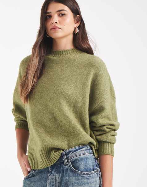 Vero Moda miękki sweter z okrągłym dekoltem w kolorze mchu - view 1