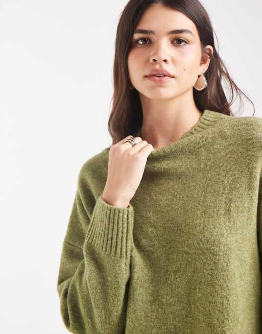 Vero Moda miękki sweter z okrągłym dekoltem w kolorze mchu, 4 z 4