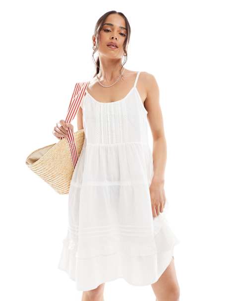 Vero Moda - Mini cami-jurk met ruches in wit - view 1