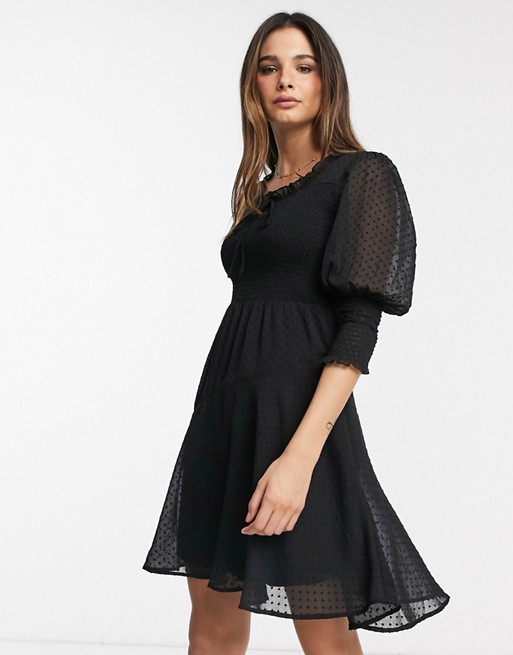 Vero Moda mini dress in black dobby mesh
