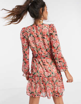 retro floral mini flippy dress