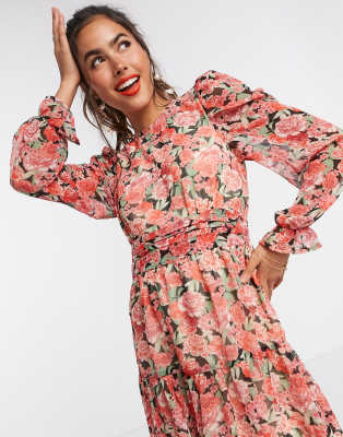 retro floral mini flippy dress