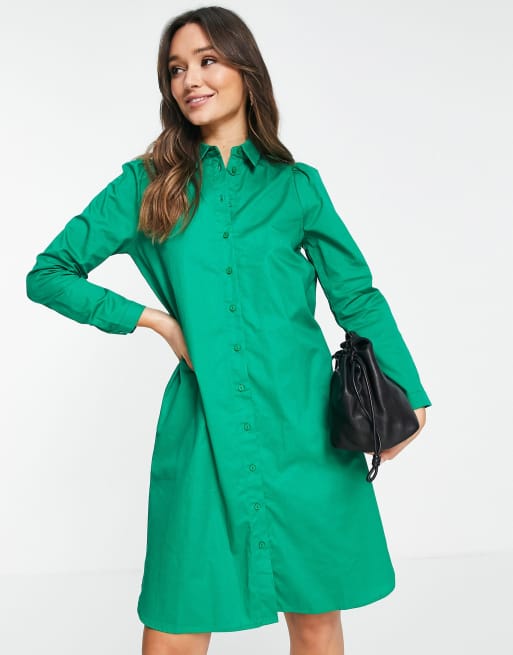 Vero Moda – Mini-Hemdkleid in Grün