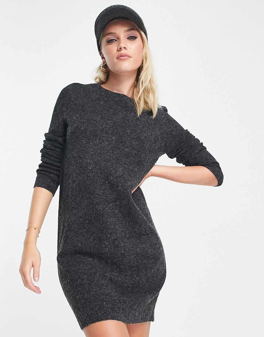 Vero Moda mini jumper dress in black melange