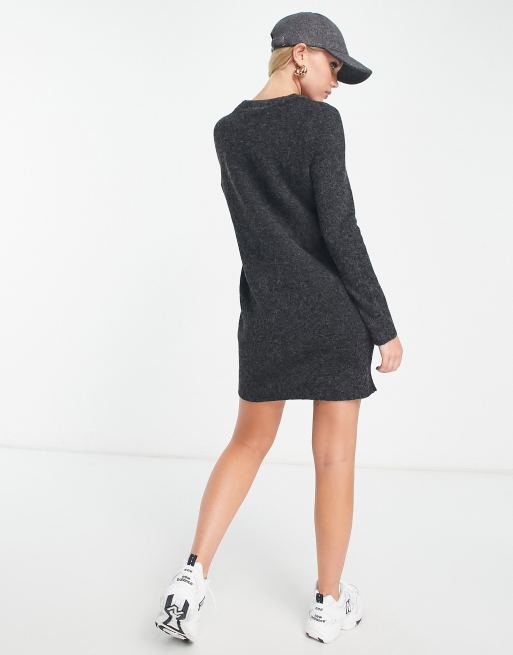 Vero Moda mini jumper dress in black melange, 2 of 4