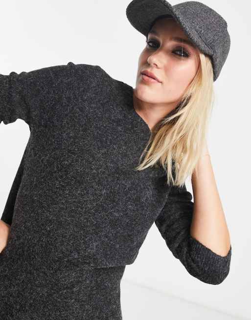 Vero Moda mini jumper dress in black melange, 3 of 4
