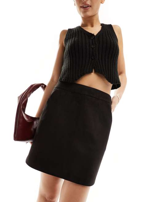 Vero Moda mini-jupe en daim synthétique noire, 4 de 5