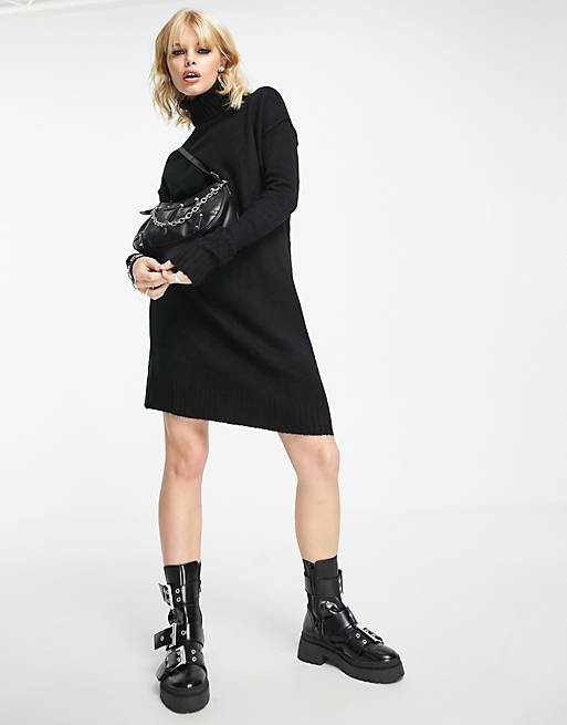 Vero Moda - Mini jurk met col en 3/4 mouwen in zwart 