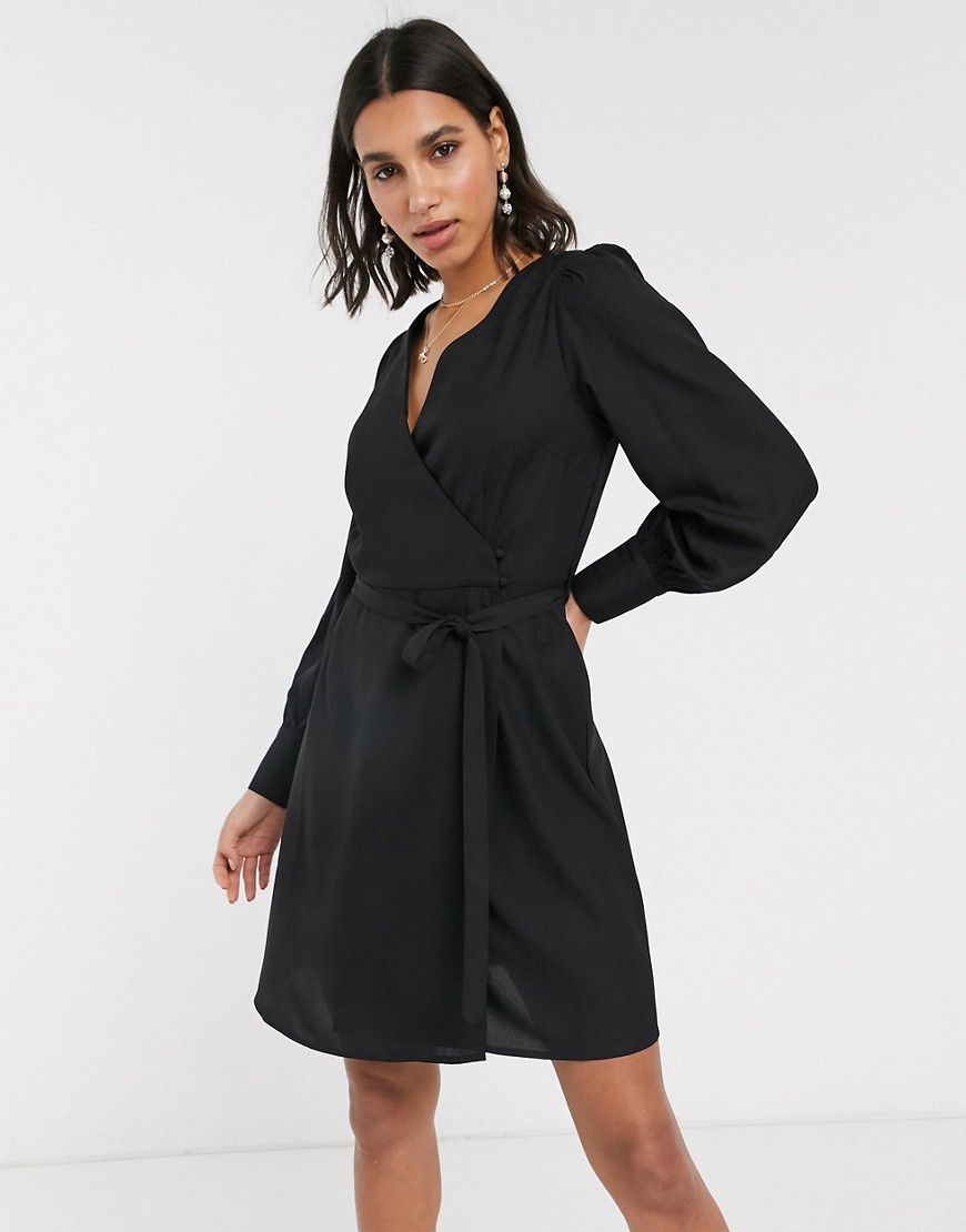 Vero Moda - Mini-jurk met overslag in zwart
