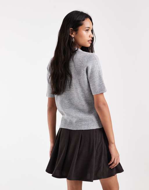 Vero Moda mini rok met hoge taille en plooien in chocoladebruin, 5 van 5