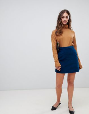 Vero Moda - Mini-rok van ribfluweel-Blauw