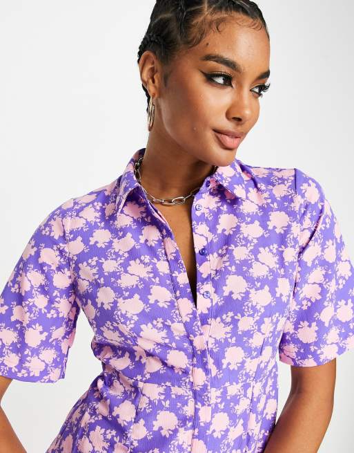 Vero mini shirt dress in floral ASOS