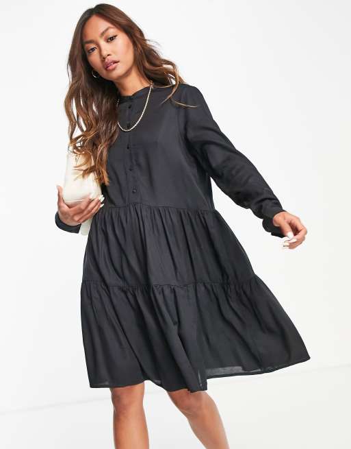 Vero Moda mini smock dress in black | ASOS