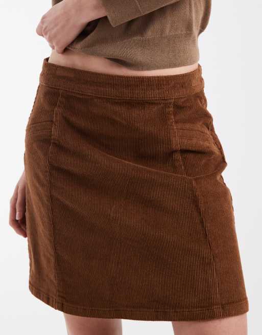 Vero Moda minifalda de pana de talle alto en marrón claro, 3 de 5