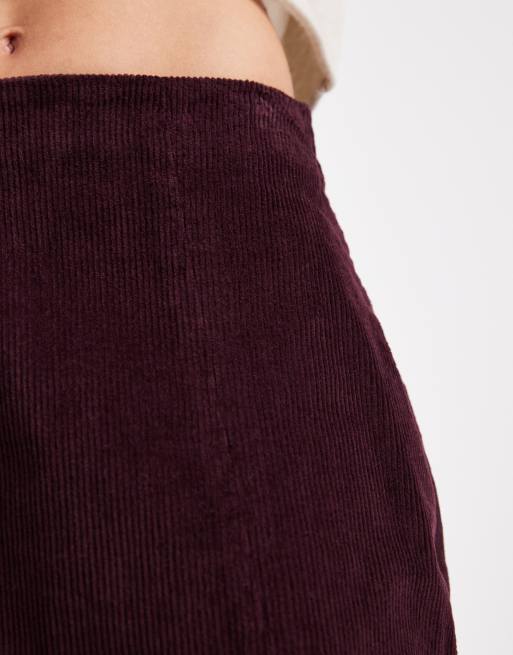 Vero Moda minigonna in velluto a coste con scollo a V davanti bordeaux, 3 di 5