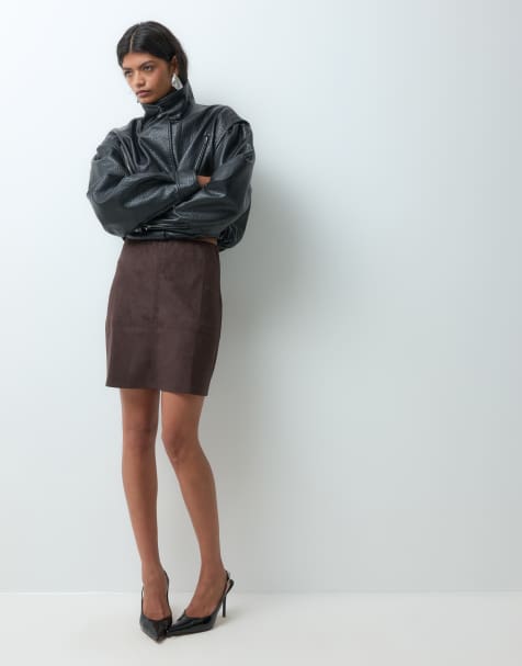 Vero Moda Minirock in Schokobraun in Wildlederoptik - view 1